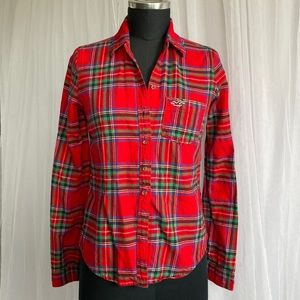 Red and green plaid flannel shirt